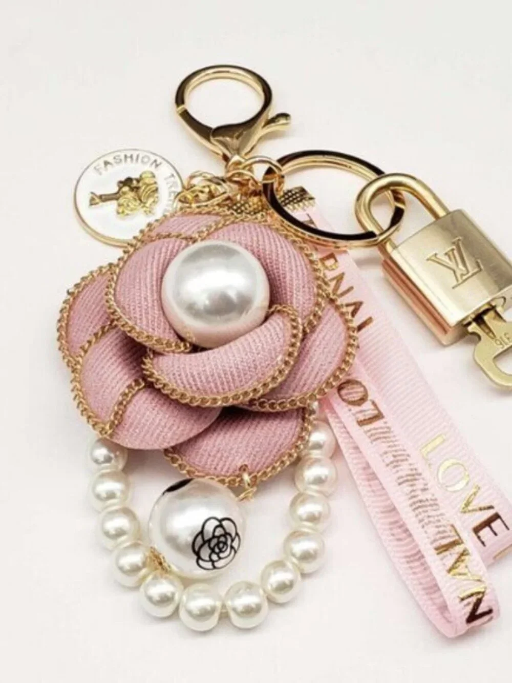 Authentic Louis Vuitton Gold Lock & Key 🔑 Bag Charm w/ Unbranded Flower Charm